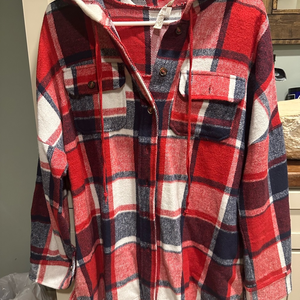 Suzanne Betro Red and Black Plaid Shirt NWOT